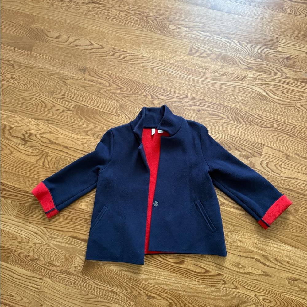 Moth Women's Navy and Red Cardigan